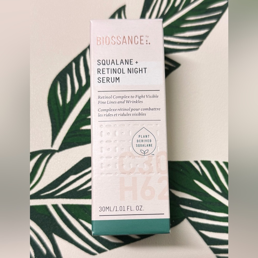 Biossance Squalane + Retinol Night Serum - Cream and Green